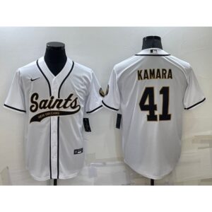 68614155e5189_1 Men's New Orleans Saints #41 Alvin Kamara White Cool Base Stitched Baseball Jersey