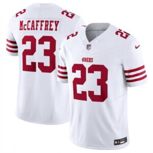 686141dcb9b37_1 Youth San Francisco 49ers #23 Christian McCaffrey White 2023 F.U.S.E. Vapor Untouchable Limited Stitched Football Jersey