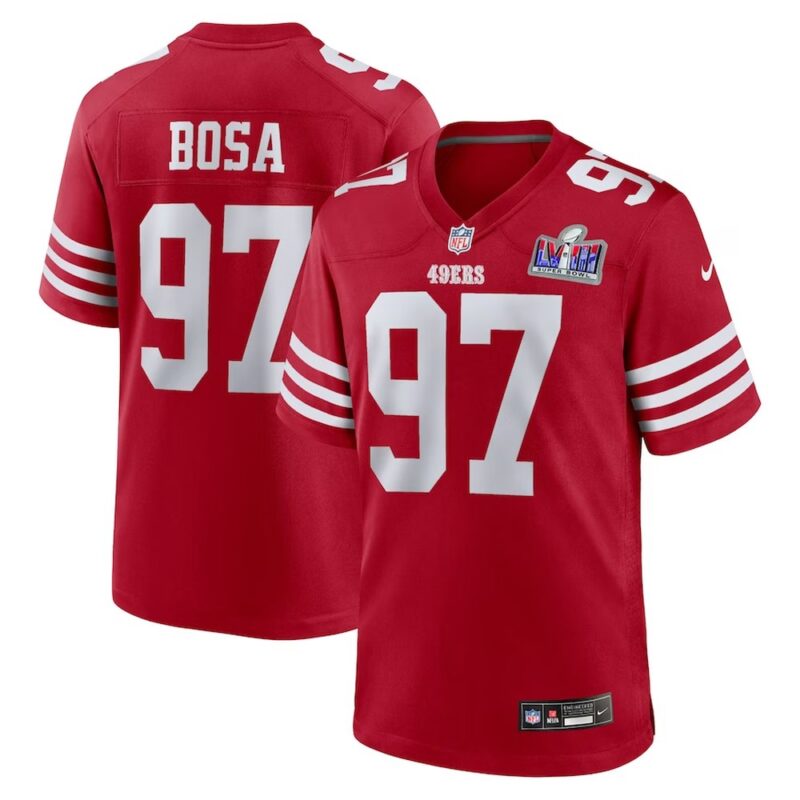 686141e13733f_1 Men's San Francisco 49ers #97 Nick Bosa Scarlet Super Bowl LVIII Game Jersey
