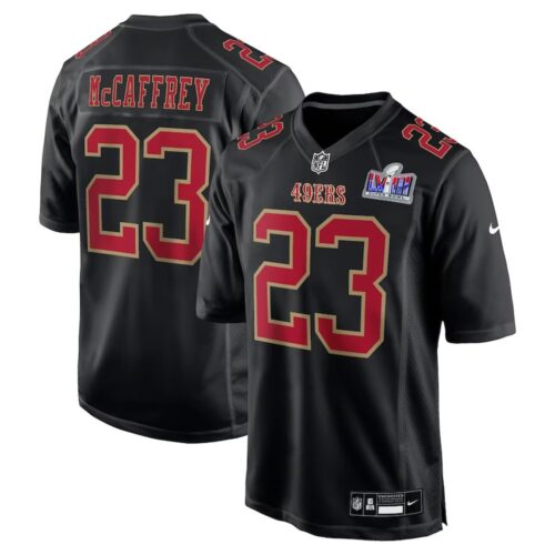 686141e866372_1 Men's San Francisco 49ers #23 Christian McCaffrey Black Super Bowl LVIII Carbon Fashion Game Player Jersey