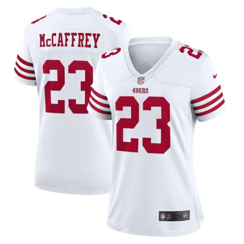 686141fad2a2b_1 Women's San Francisco 49ers #23 Christian McCaffrey White Vapor Untouchable Stitched Jersey(Run Small)