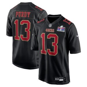 68614206425df_1 Men's San Francisco 49ers #13 Brock Purdy Black Super Bowl LVIII Carbon Fashion Game Player Jersey