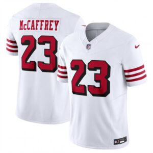 686142085ba13_1 Men's San Francisco 49ers #23 Christian McCaffrey New White 2023 F.U.S.E. Vapor Untouchable Limited Stitched Football Jersey