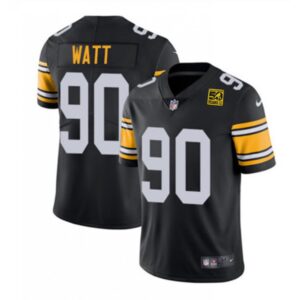 686142258b339_1 Men's Pittsburgh Steelers #90 T.J. Watt Black 2023 50th Anniversary Vapor Untouchable Limited Jersey