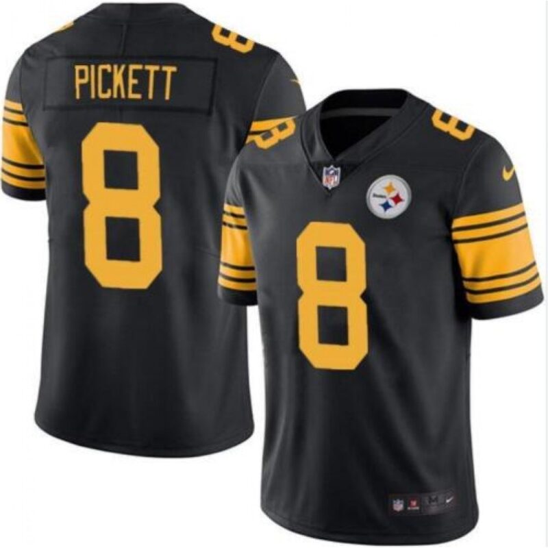 6861422a05bb9_1 Men's Pittsburgh Steelers #8 Kenny Pickett Black Color Rush Stitched Jersey