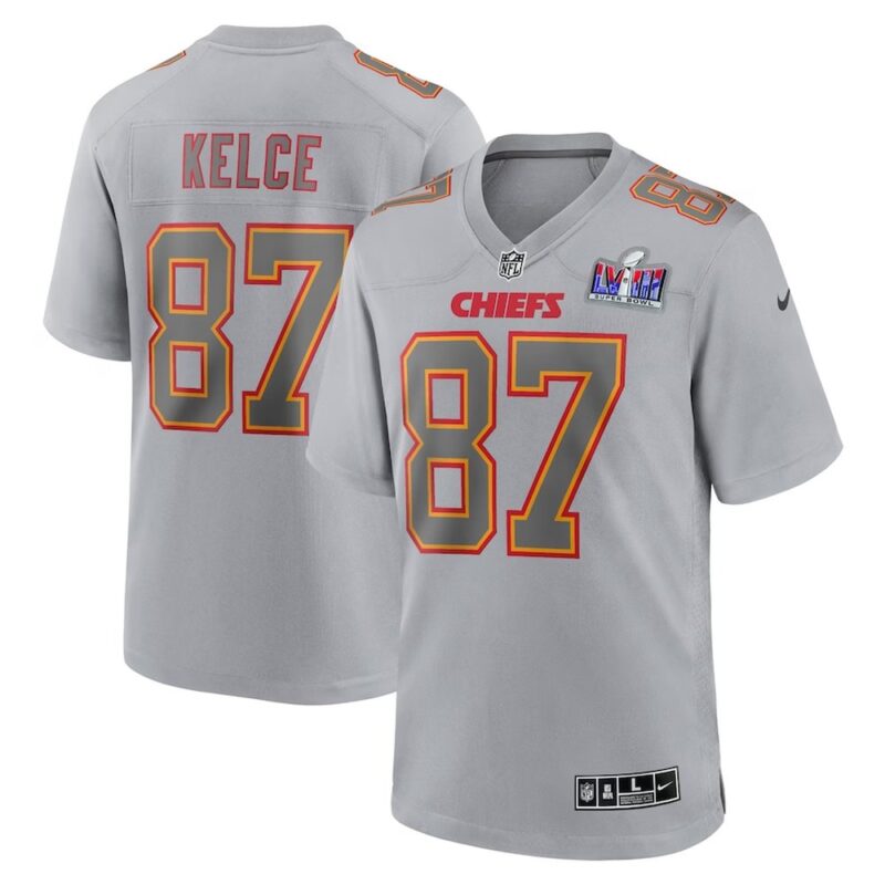 68614243da29b_1 Men's Kansas City Chiefs #87 Travis Kelce Gray Super Bowl LVIII Atmosphere Fashion Game Jersey