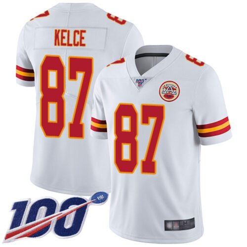 686142589bce0_1 Men's Kansas City Chiefs #87 Travis Kelce White 2019 100th Season Vapor Untouchable Limited Stitched NFL Jersey