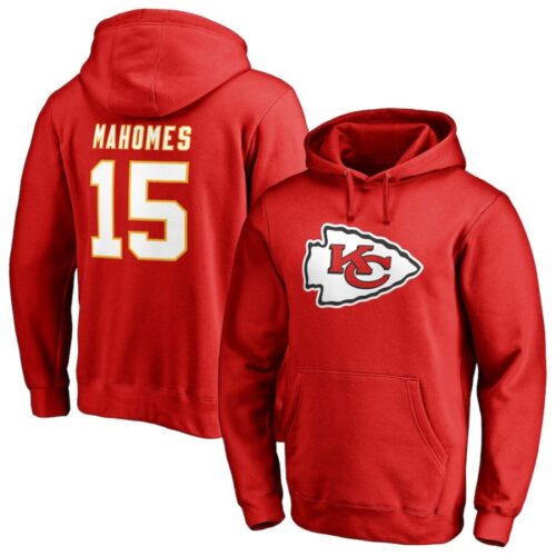 68614262203e4_1 Men's Kansas City Chiefs #15 Patrick Mahomes Red Team Logo Player Icon Name & Number Pullover NFL Stitched Hoodie