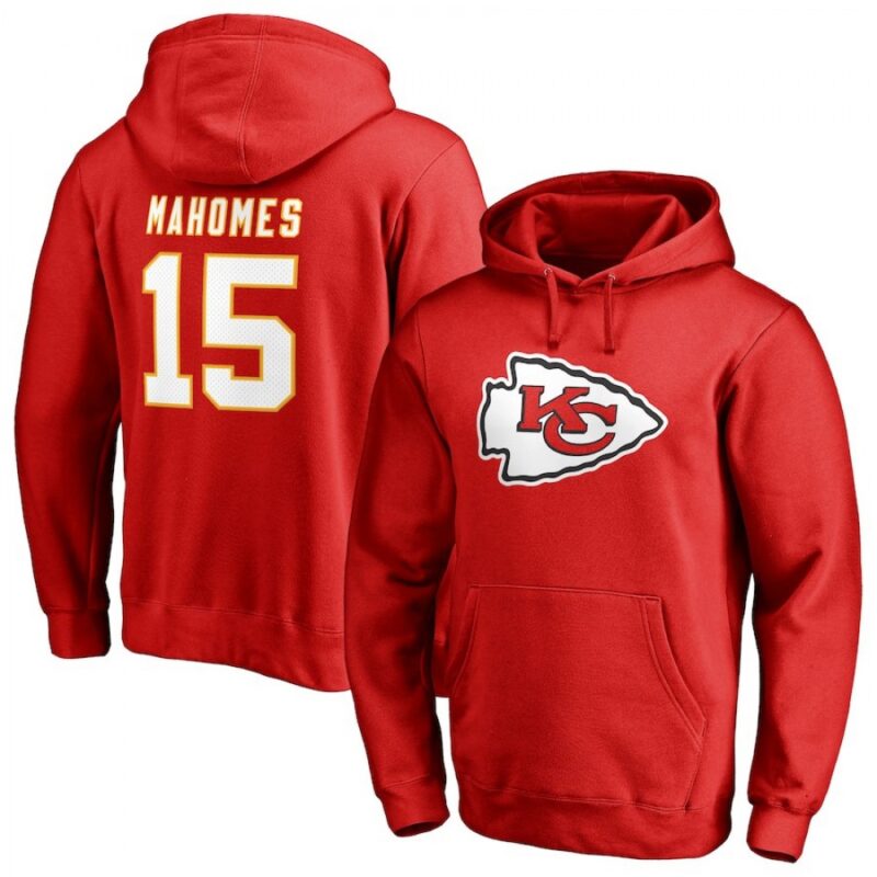 68614262203e4_1 Men's Kansas City Chiefs #15 Patrick Mahomes Red Team Logo Player Icon Name & Number Pullover NFL Stitched Hoodie