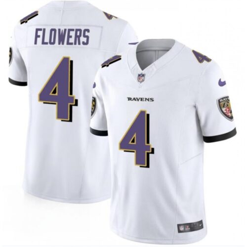 686142763f06b_1 Men's Baltimore Ravens #4 Zay Flowers White 2023 F.U.S.E. Vapor Limited Football Jersey