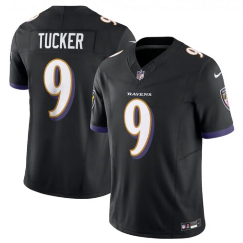 68614278718ab_1 Men's Baltimore Ravens #9 Justin Tucker Black 2023 F.U.S.E Vapor Jersey