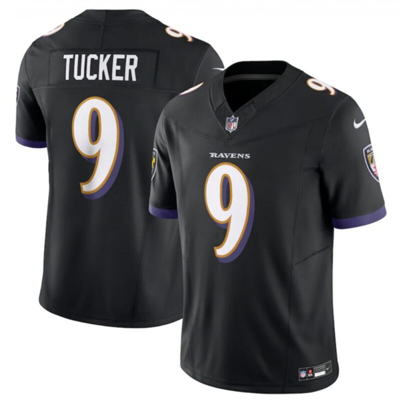 68614278718ab_1 Men's Baltimore Ravens #9 Justin Tucker Black 2023 F.U.S.E Vapor Jersey