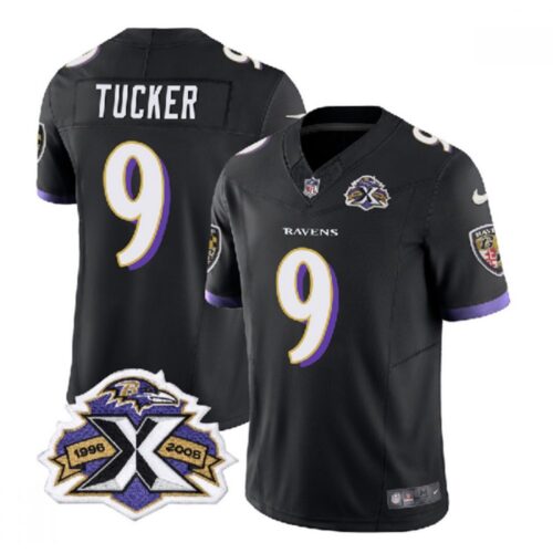 6861427f06f77_1 Men's Baltimore Ravens #9 Justin Tucker Black 2023 F.U.S.E With Patch Throwback Vapor Limited Jersey