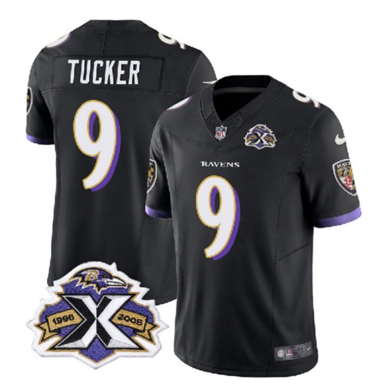 6861427f06f77_1 Men's Baltimore Ravens #9 Justin Tucker Black 2023 F.U.S.E With Patch Throwback Vapor Limited Jersey