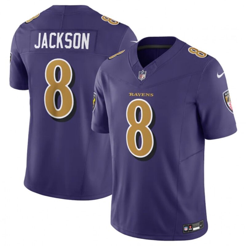 68614285bf58a_1 Men's Baltimore Ravens #8 Lamar Jackson Purple 2023 F.U.S.E Coloe Rush Jersey