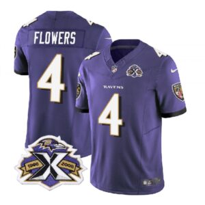 6861428815e42_1 Men's Baltimore Ravens #4 Zay Flowers Purple 2023 F.U.S.E With Patch Throwback Vapor Limited Jersey
