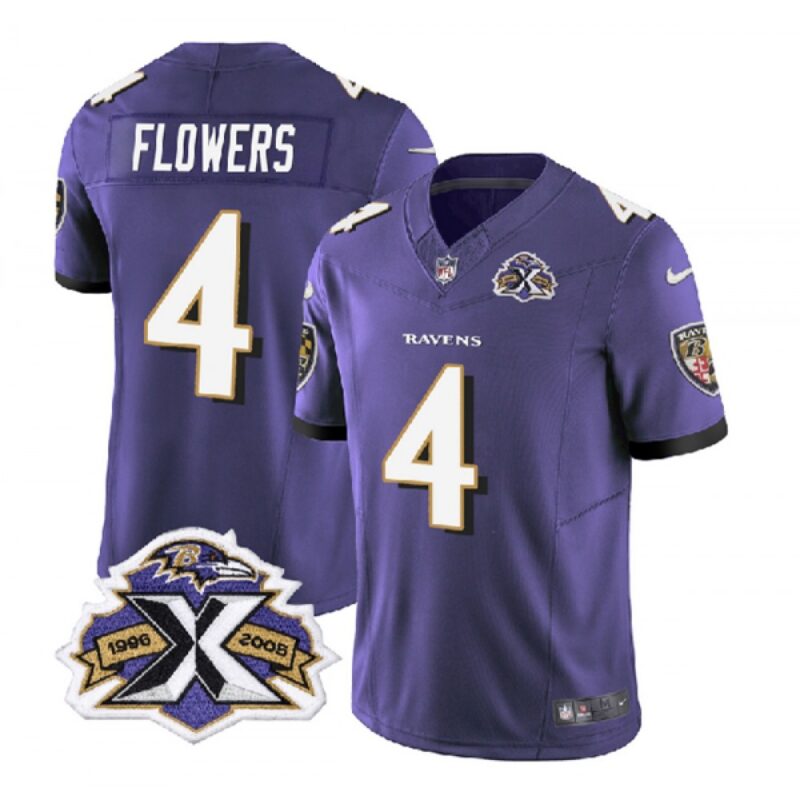 6861428815e42_1 Men's Baltimore Ravens #4 Zay Flowers Purple 2023 F.U.S.E With Patch Throwback Vapor Limited Jersey
