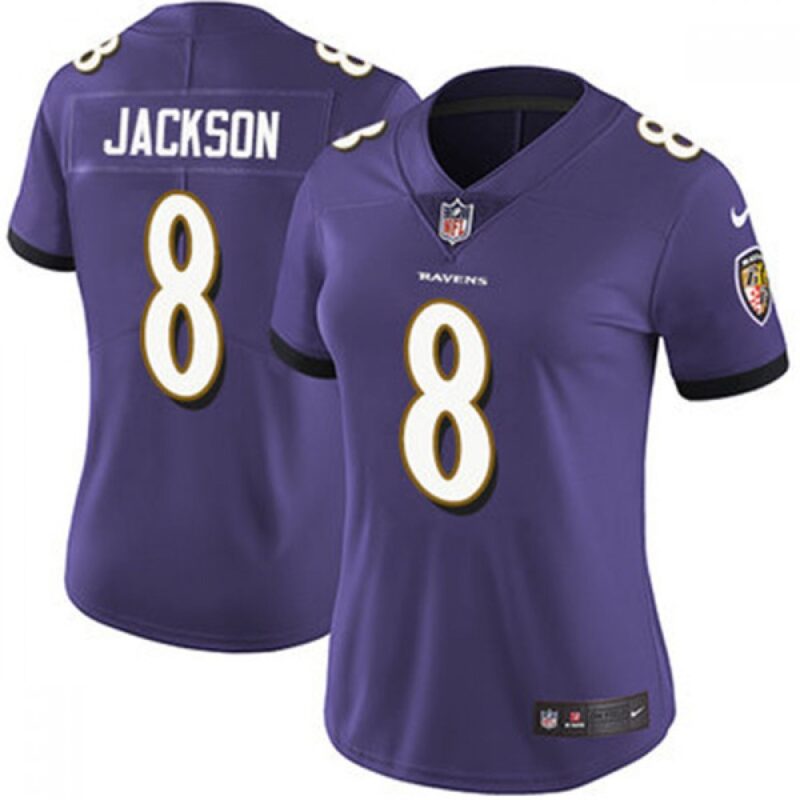 6861428c993c1_1 Women's Baltimore Ravens #8 Lamar Jackson Purple Vapor Untouchable Limited NFL Jersey