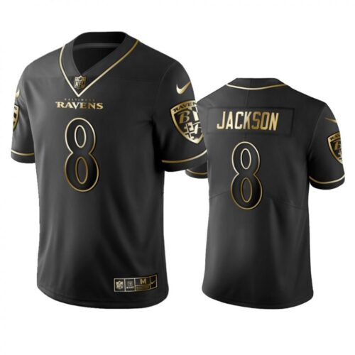 686142911e193_1 Men's Baltimore Ravens #8 Lamar Jackson Black 2019 Golden Edition Limited Stitched NFL Jersey