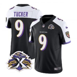 6861429801f54_1 Men's Baltimore Ravens #9 Justin Tucker Black/White 2023 F.U.S.E With Patch Throwback Vapor Limited Jersey
