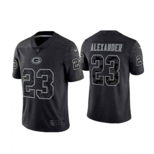 686142f6edbeb_1 Men's Green Bay Packers #23 Jaire Alexander Black Reflective Limited Stitched Football Jersey