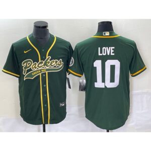 686142fb6bafd_1 Men's Green Bay Packers #10 Jordan Love Green Cool Base Stitched Baseball Jersey