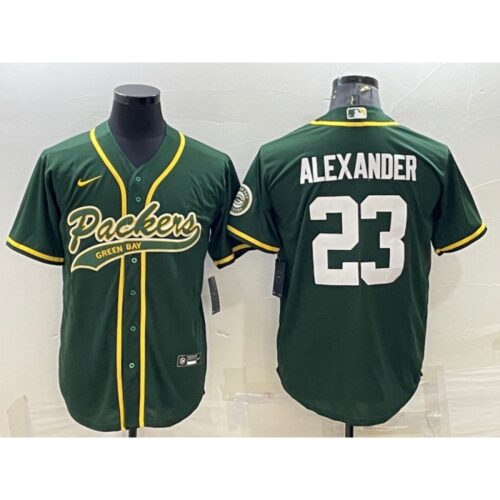 686142fda40e6_1 Men's Green Bay Packers #23 Jaire Alexander Green With Patch Cool Base Stitched Baseball Jersey