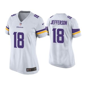 686143166ac13_1 Women's Minnesota Vikings #18 Justin Jefferson White Stitched Jersey(Run Small)