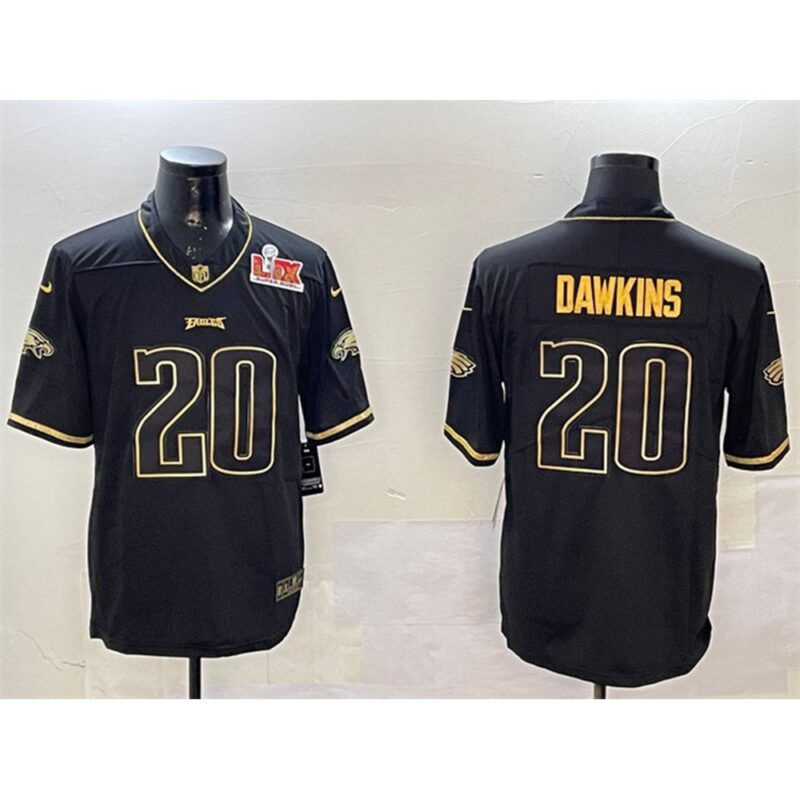 686143b9775e7_1 Men's Philadelphia Eagles #20 Brian Dawkins Black/Gold 2025 Super Bowl LIX Patch Salute To Service Vapor Untouchable Limited Stitched Football Jersey
