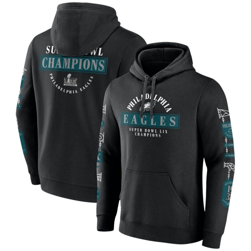 Men's Philadelphia Eagles  Black Super Bowl LIX Champions Pullover Hoodie