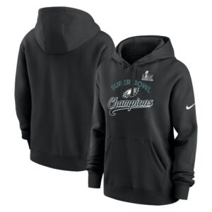 686143c02f7da_1 Women's Philadelphia Eagles Black Super Bowl LIX Champions Tailsweep Pullover Hoodie