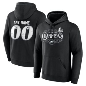 686143c46a826_1 Men's Philadelphia Eagles Black Super Bowl LIX Champions Custom Name & Number Pullover Hoodie