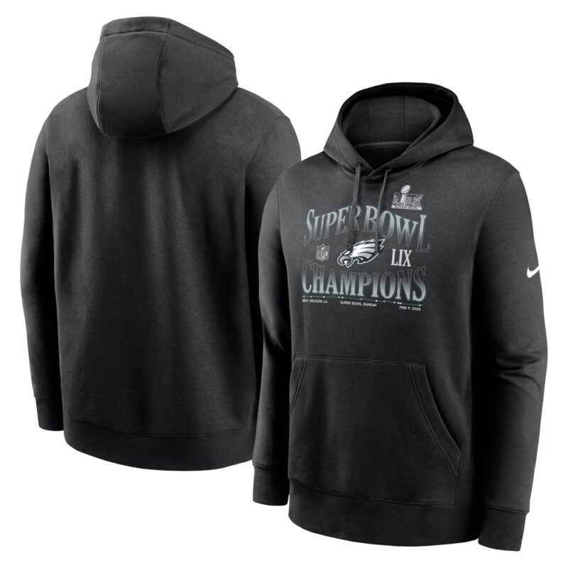 686143d135fe0_1 Men's Philadelphia Eagles Black Super Bowl LIX Champions 90's Retro Pullover Hoodie