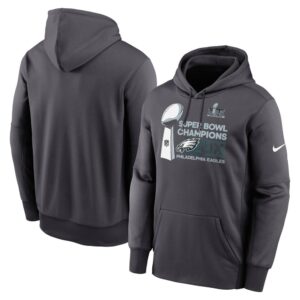 686143d34e01a_1 Men's Philadelphia Eagles Anthracite Super Bowl LIX Champions Locker Room Trophy Collection Club Fleece Pullover Hoodie