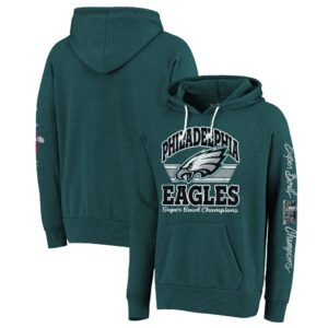 686143d7e6db5_1 Men's Philadelphia Eagles Threads Midnight Green Super Bowl LIX Champions Sonder Tri-Blend Pullover Hoodie