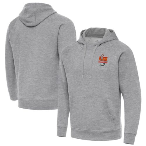 686143da16238_1 Men's Philadelphia Eagles Antigua Heather Gray Super Bowl LIX Champions Big & Tall Victory Pullover Hoodie