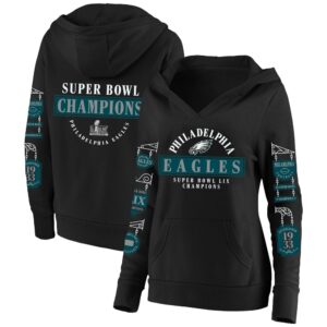 686143e6b792e_1 Women's Philadelphia Eagles Black Super Bowl LIX Champions Plus Size Four Piece Notch Neck Pullover Hoodie