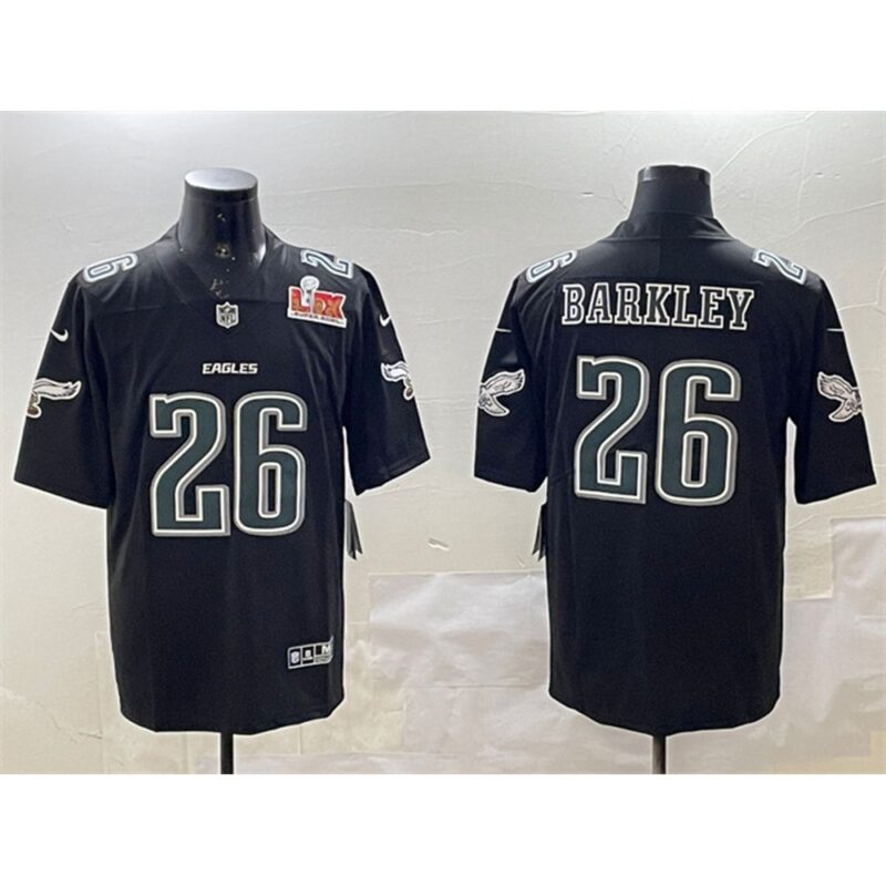 6861448d610d8_1 Men's Philadelphia Eagles #26 Saquon Barkley Black 2025 Super Bowl LIX Patch Fashion Vapor Untouchable Limited Stitched Football Jersey