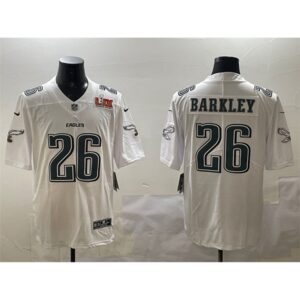 686144900df19_1 Men's Philadelphia Eagles #26 Saquon Barkley White 2025 Super Bowl LIX Patch Fashion Vapor Untouchable Limited Stitched Football Jersey