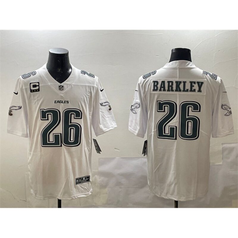 6861449719459_1 Men's Philadelphia Eagles #26 Saquon Barkley White Fashion With 3-star C Patch Vapor Untouchable Limited Stitched Football Jersey