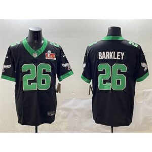 6861449e18aed_1 Men's Philadelphia Eagles #26 Saquon Barkley Black 2025 Super Bowl LIX Patch F.U.S.E. Vapor Untouchable Limited Stitched Football Jersey