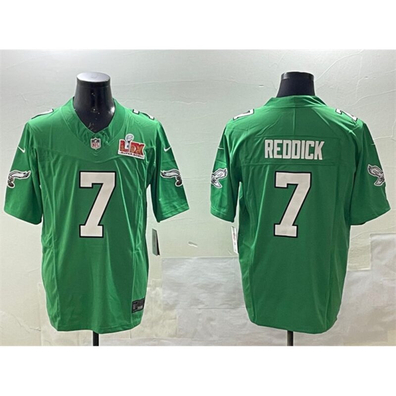 686144b1241a9_1 Men's Philadelphia Eagles #7 Haason Reddick Green 2025 Super Bowl LIX Patch F.U.S.E. Throwback Vapor Untouchable Limited Stitched Football Jersey