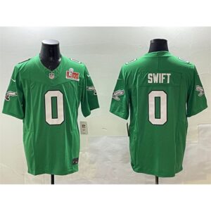 686144b5c7b39_1 Men's Philadelphia Eagles #0 D'Andre Swift Green 2025 Super Bowl LIX Patch F.U.S.E. Throwback Vapor Untouchable Limited Stitched Football Jersey