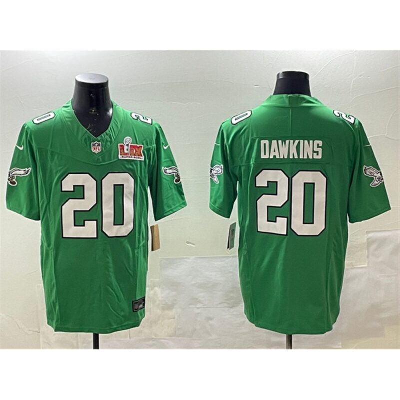 686144ba6efa3_1 Men's Philadelphia Eagles #20 Brian Dawkins Green 2025 Super Bowl LIX Patch F.U.S.E. Throwback Vapor Untouchable Limited Stitched Football Jersey