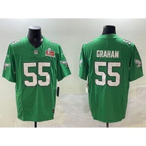 686144bf1368d_1 Men's Philadelphia Eagles #55 Brandon Graham Green 2025 Super Bowl LIX Patch F.U.S.E. Throwback Vapor Untouchable Limited Stitched Football Jersey