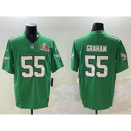 686144bf1368d_1 Men's Philadelphia Eagles #55 Brandon Graham Green 2025 Super Bowl LIX Patch F.U.S.E. Throwback Vapor Untouchable Limited Stitched Football Jersey