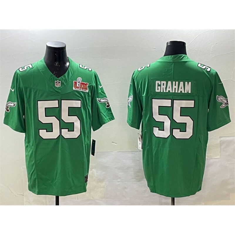686144bf1368d_1 Men's Philadelphia Eagles #55 Brandon Graham Green 2025 Super Bowl LIX Patch F.U.S.E. Throwback Vapor Untouchable Limited Stitched Football Jersey
