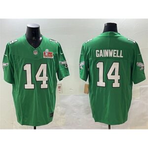 686144cae713f_1 Men's Philadelphia Eagles #14 Kenneth Gainwell Green 2025 Super Bowl LIX Patch F.U.S.E. Throwback Vapor Untouchable Limited Stitched Football Jersey