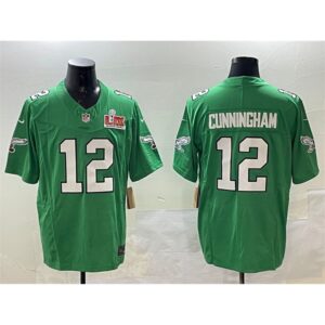 686144cfb0e6e_1 Men's Philadelphia Eagles #12 Randall Cunningham Green 2025 Super Bowl LIX Patch F.U.S.E. Throwback Vapor Untouchable Limited Stitched Football Jersey