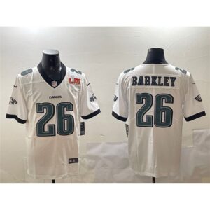686144d691721_1 Men's Philadelphia Eagles #26 Saquon Barkley White 2025 Super Bowl LIX Patch New Vapor Untouchable Limited Stitched Football Jersey